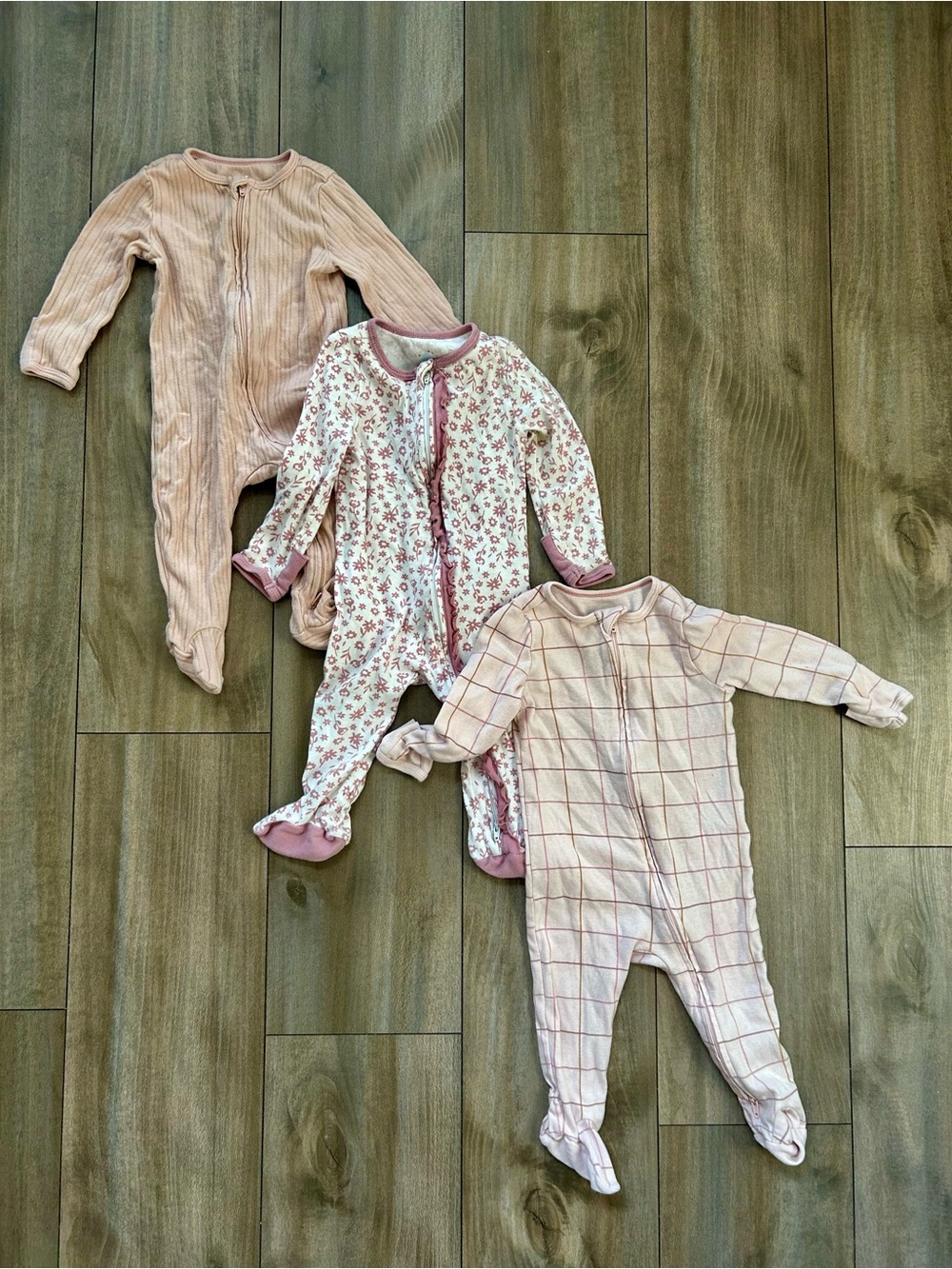 cloud island Pink & Floral Baby Footed One-Piece Set